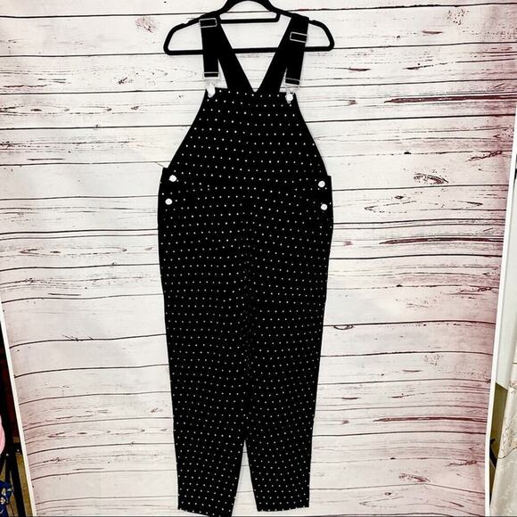 NWT WeWoreWhat Denim Rhinestone Crystals Black Overalls Jumpsuit Large Cotton - Picture 4 of 10